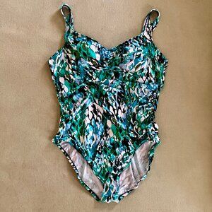 Like new Aqua Green one piece XL cinch front swimsuit